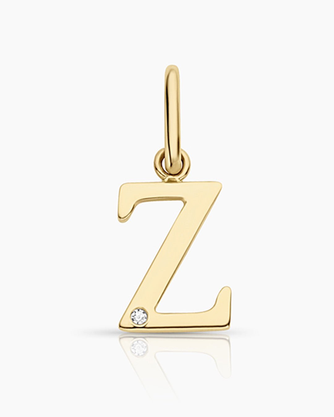 Diamond Vintage Alphabet Charm || option::14k Solid Gold, Z