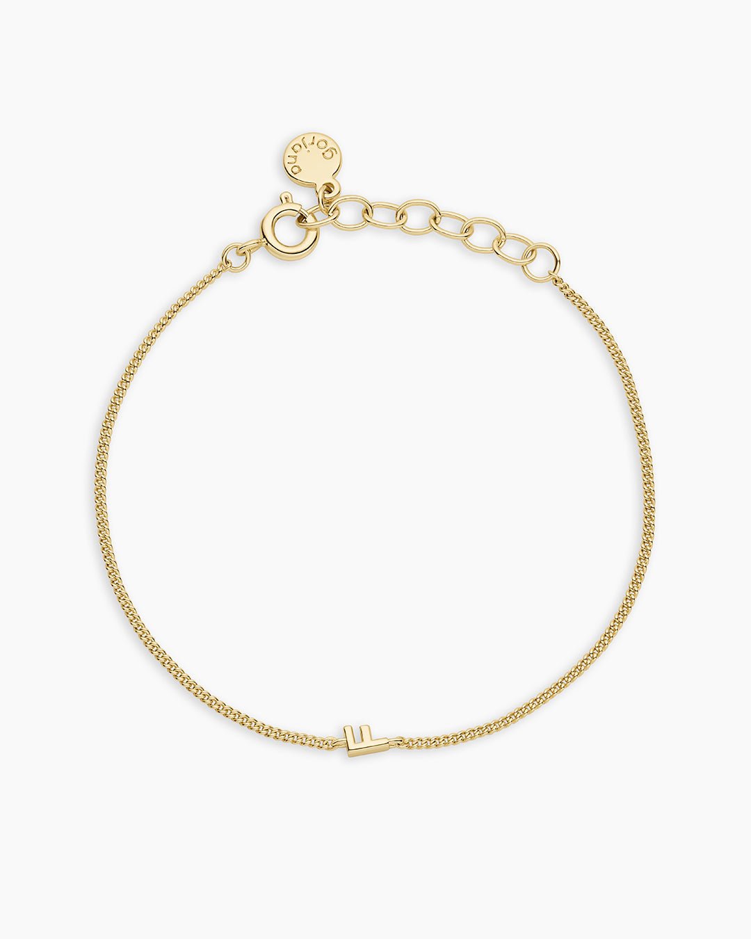 Wilder Mini Alphabet Bracelet || option::18k Gold Plated, F