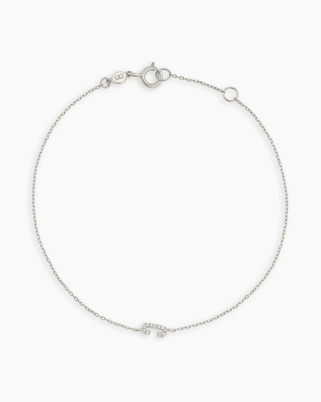 Diamond Pavé Alphabet Bracelet #C || option::14k Solid White Gold, C