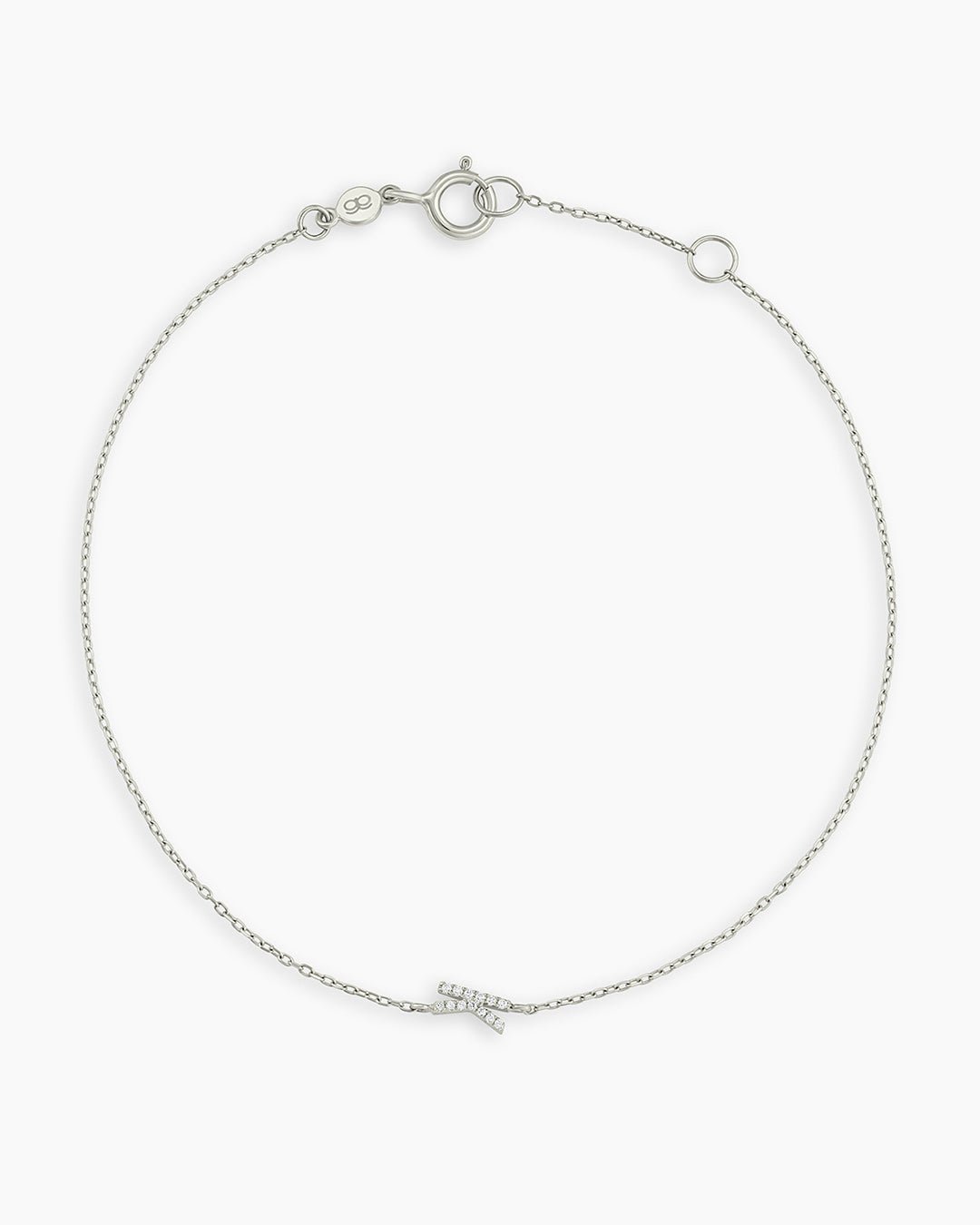 Diamond Pavé Alphabet Bracelet #K || option::14k Solid White Gold, K