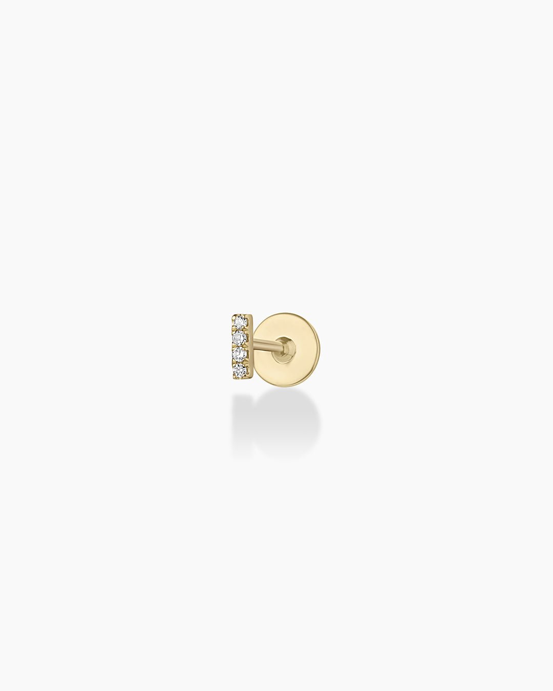 Diamond Pave Bar Flat Back Stud || option::14k Solid Gold