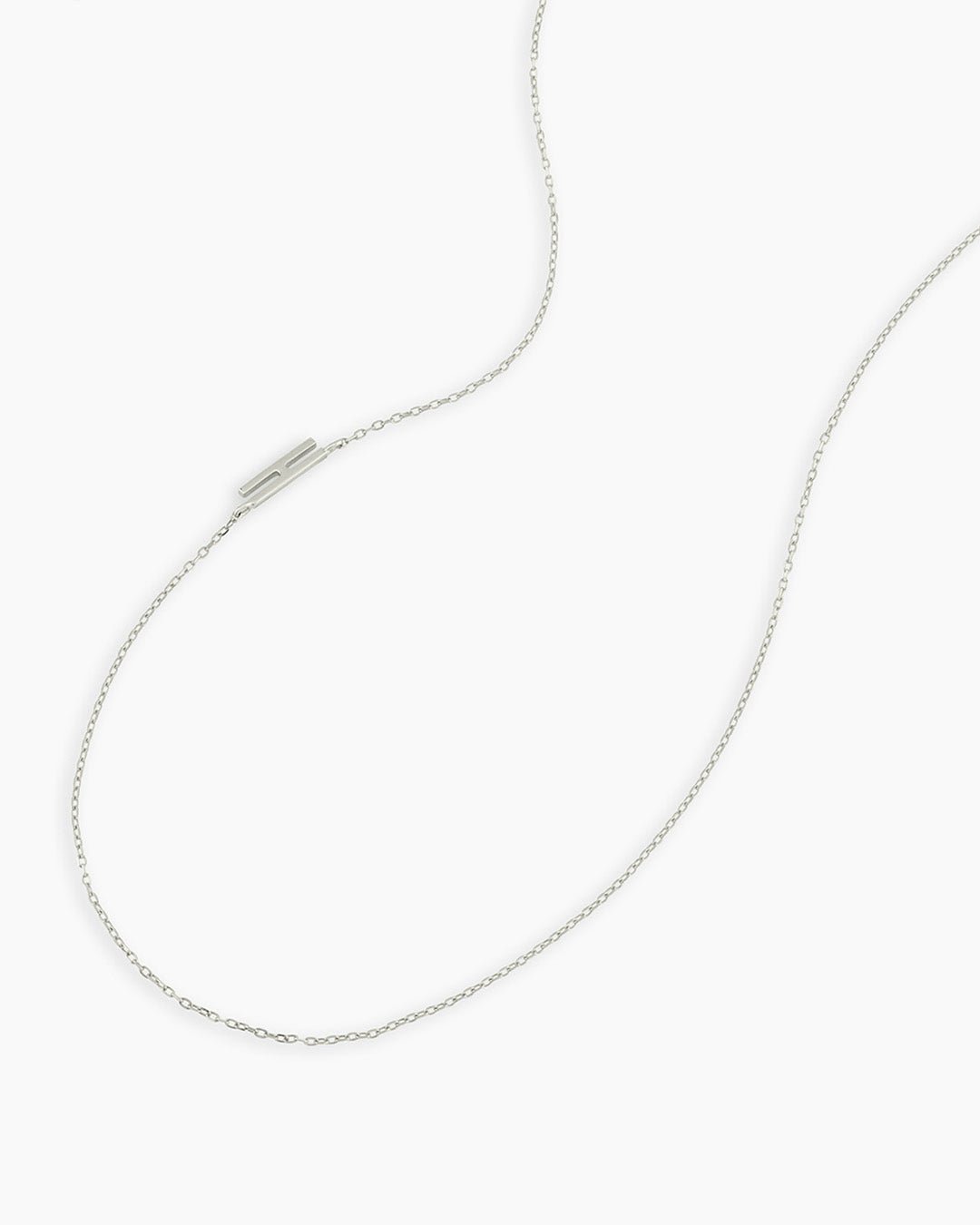 Alphabet Necklace || option::14k Solid White Gold, H