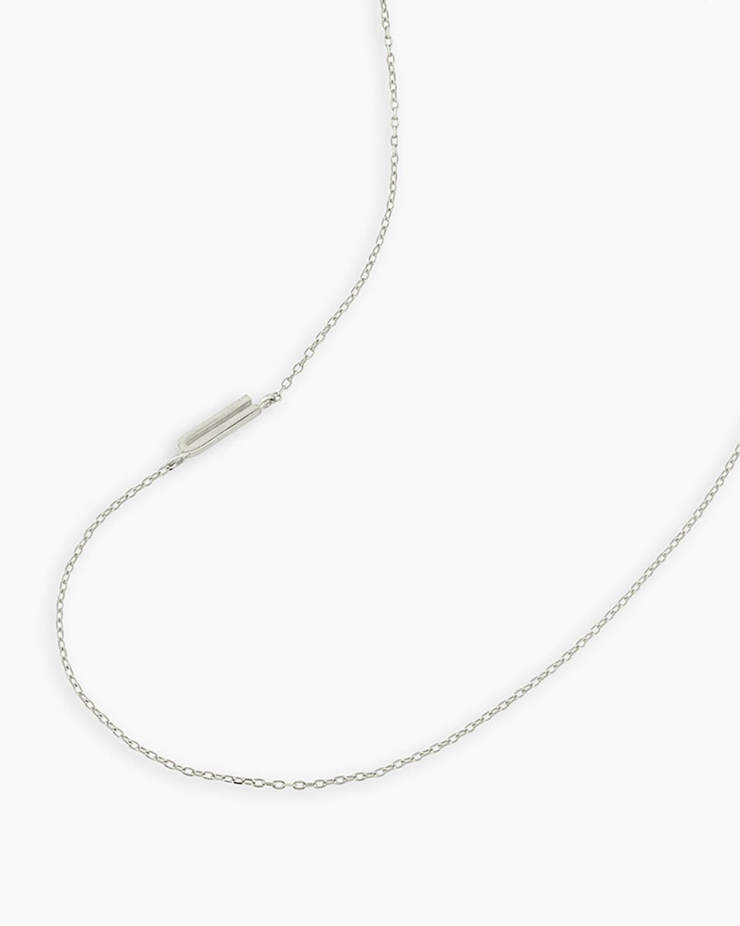 Alphabet Necklace || option::14k Solid White Gold, U