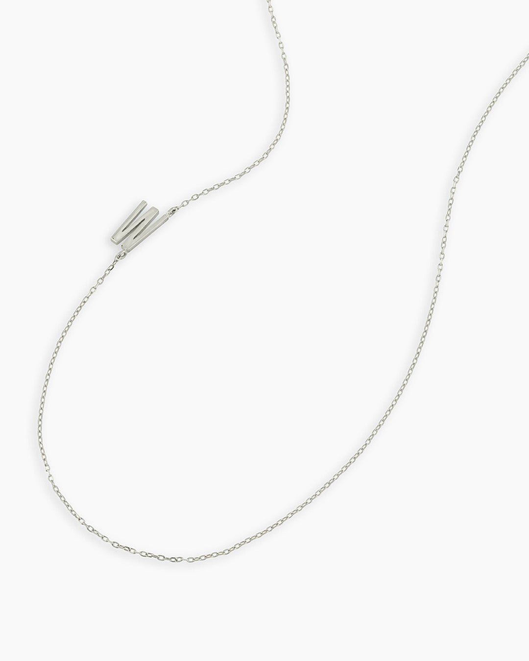 Alphabet Necklace || option::14k Solid White Gold, W