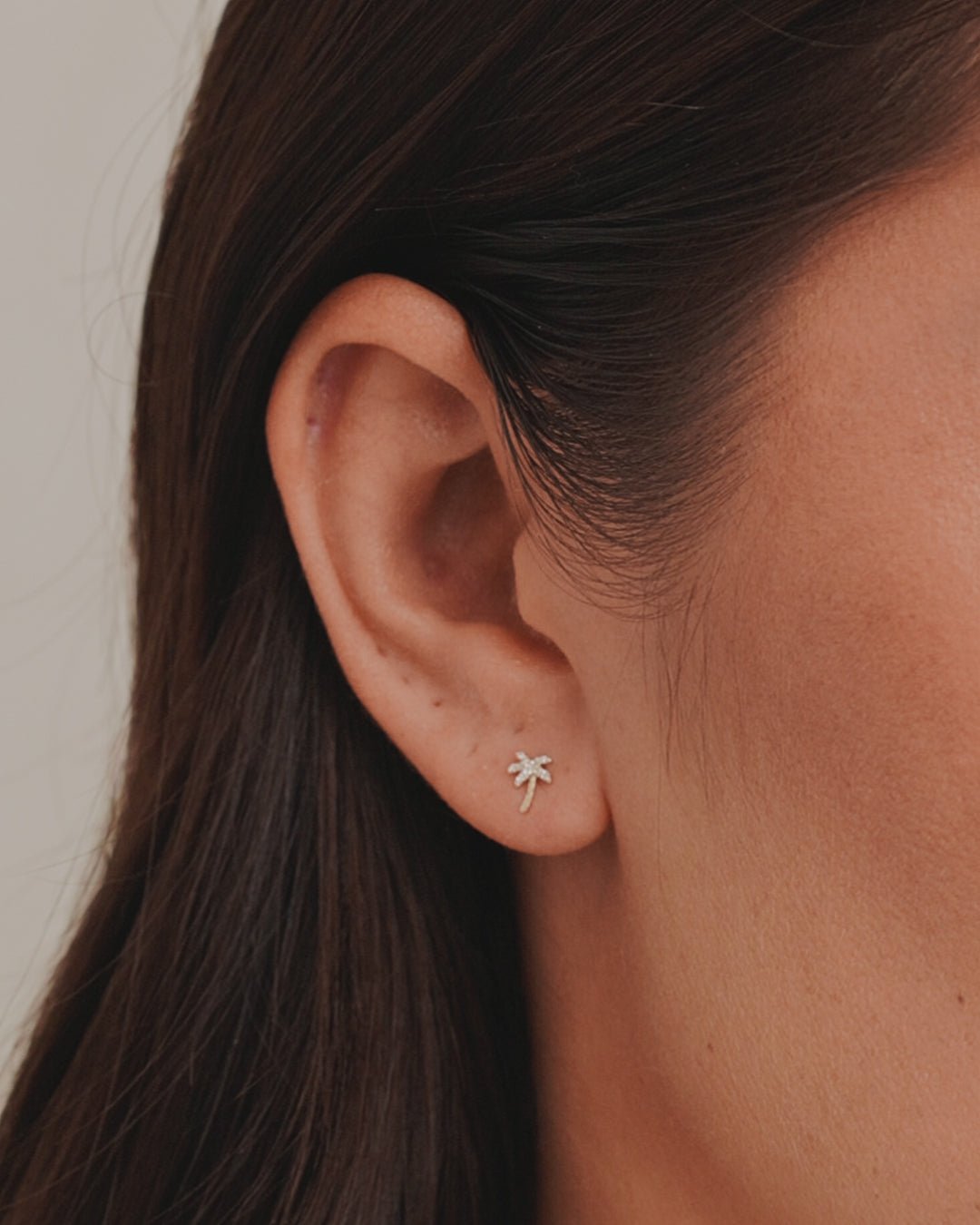 Diamond Palm Stud || option::14k Solid Gold