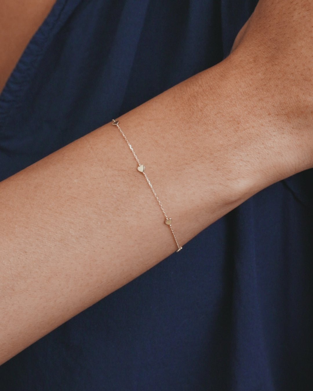 14k Gold Heart Bracelet || option::14k Solid Gold